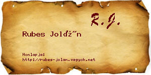 Rubes Jolán névjegykártya